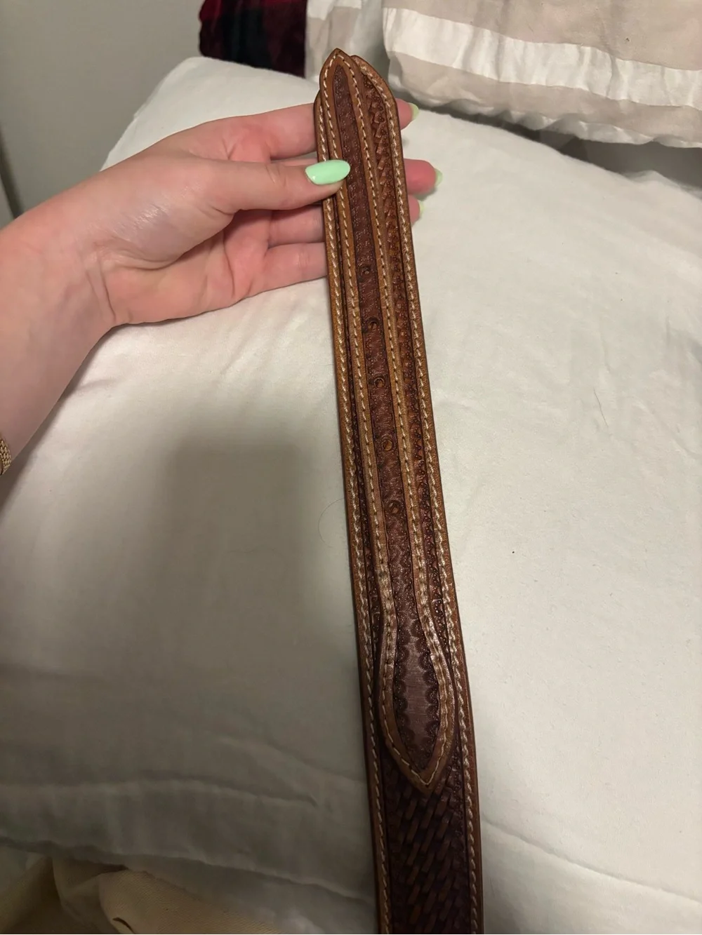 Myra tooled Leather Western Belt with Decorative Silver Buckle